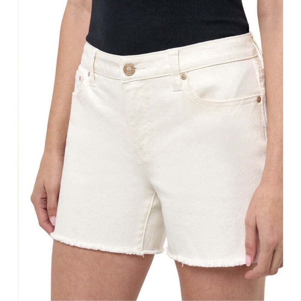 NEW! Seven7 Weekend Short Fray Hem Denim Shorts Cream Ivory SZ 8